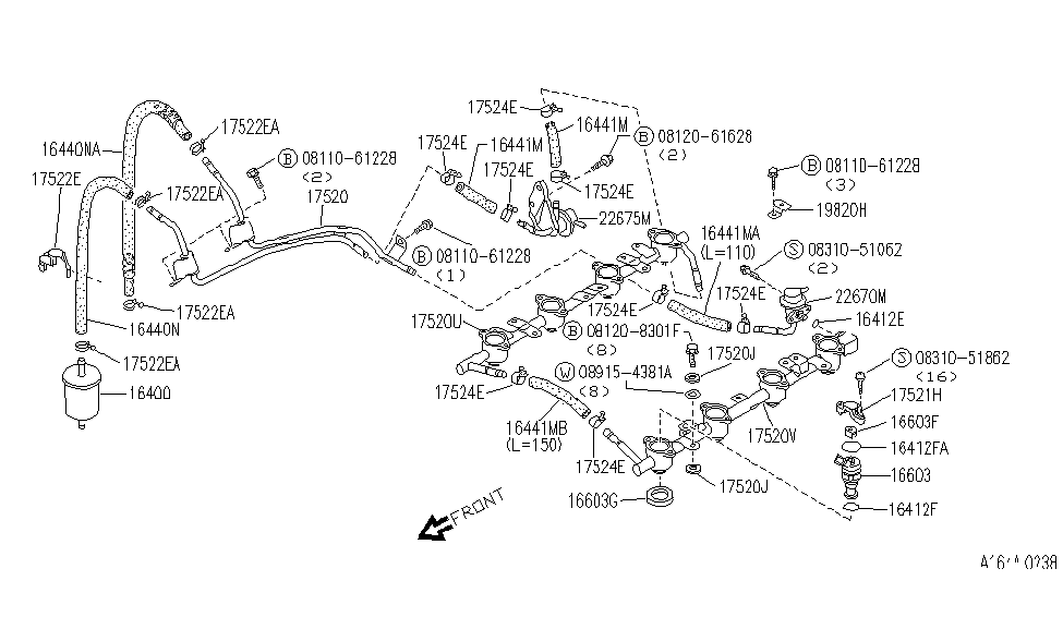 Infiniti 16446-60U00 Hose-Fuel