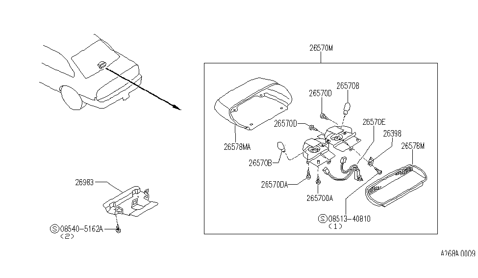 Infiniti 26598-66U00 Cover Assembly Stop Lamp (W)