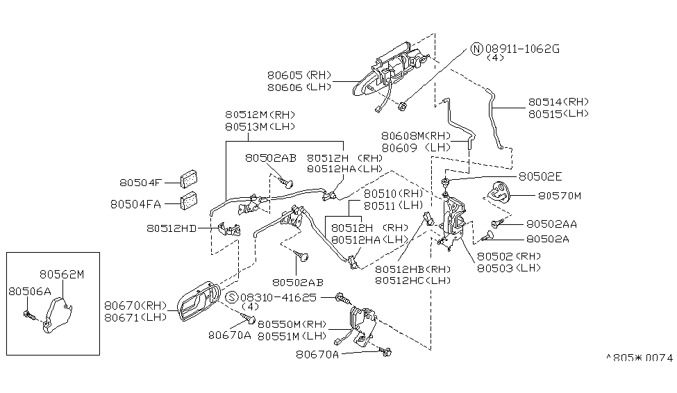 Infiniti 80515-60U00 Rod-Key Lock,LH