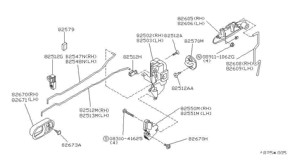 Infiniti 82608-68U00 Rod Assy-Outside Handle,Rear RH