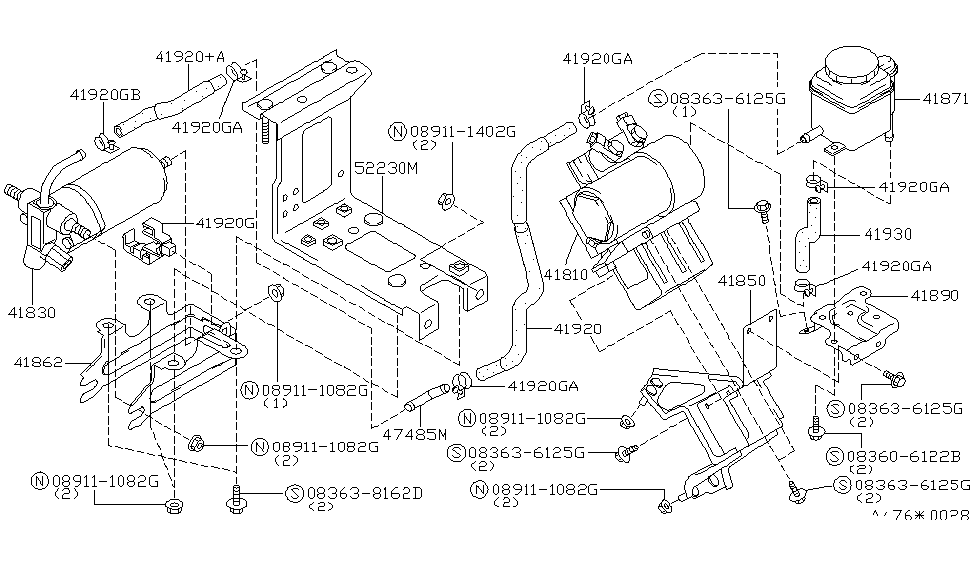 Infiniti 41850-64U00 Bracket-Traction Control Actuator