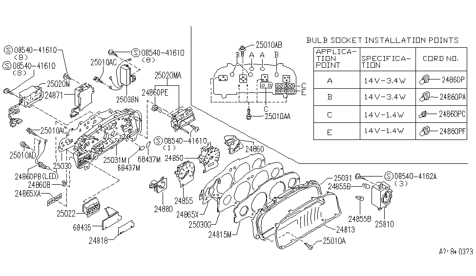 Infiniti 25045-67U61 Warning Assy-Instrument,A