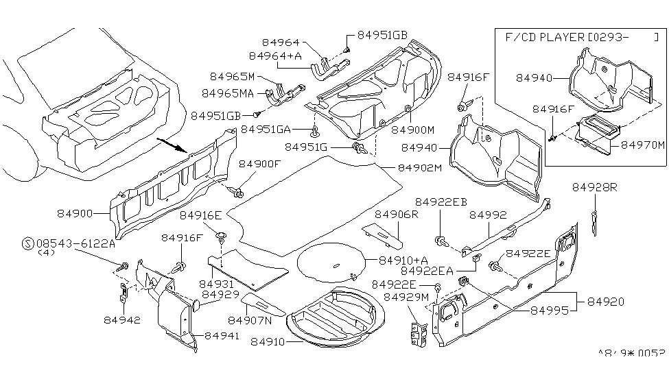 Infiniti 84906-60U00 BOAD Assembly-Trunk Floor, RH
