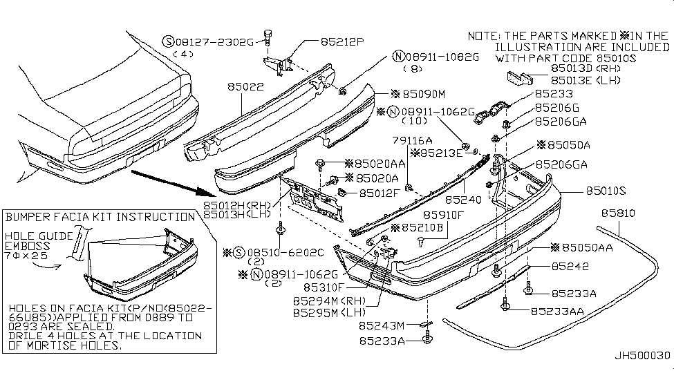 Infiniti 01352-00311 Washer Rear Bumper Rubber Side