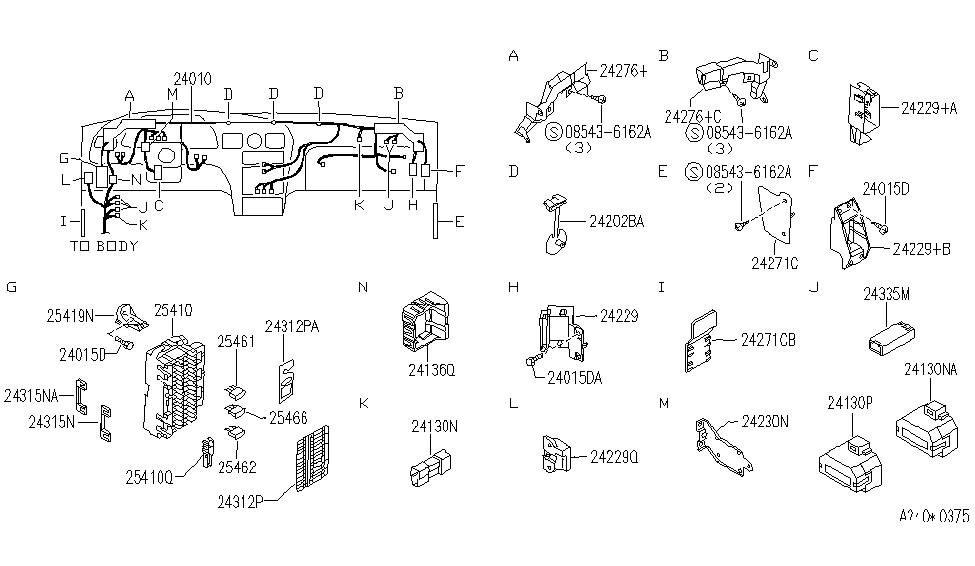 Infiniti 24356-13E00 Clip-Wiring Harness C