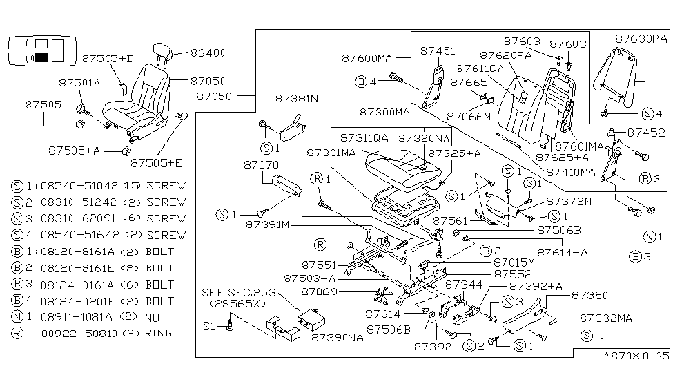 Infiniti 87650-75U72 Back Assy-Front Seat