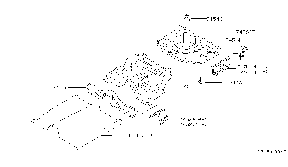 Infiniti 74533-60U00 Floor-Rear,Rear Side LH