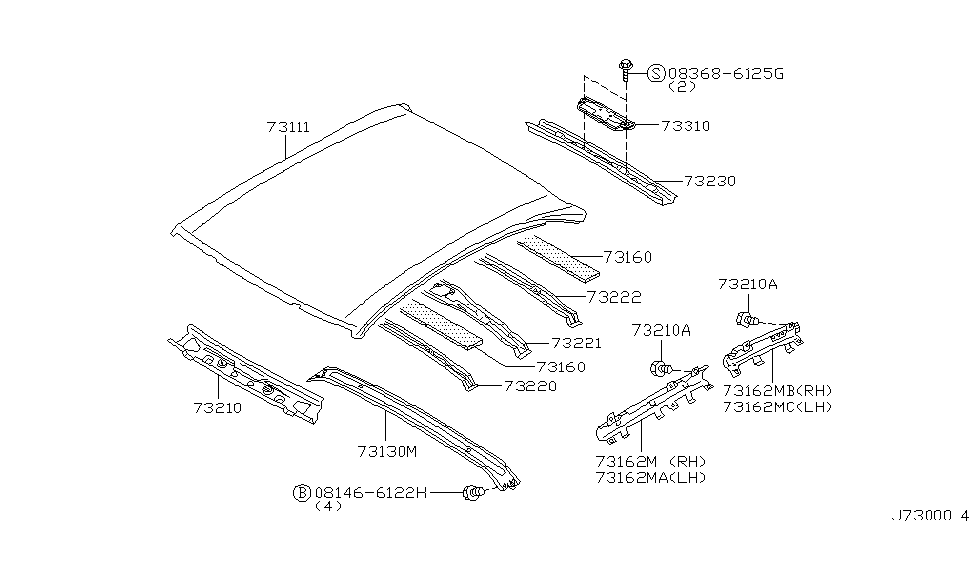 Infiniti 73310-3Y100 DAMPER-Rear Roof Rail