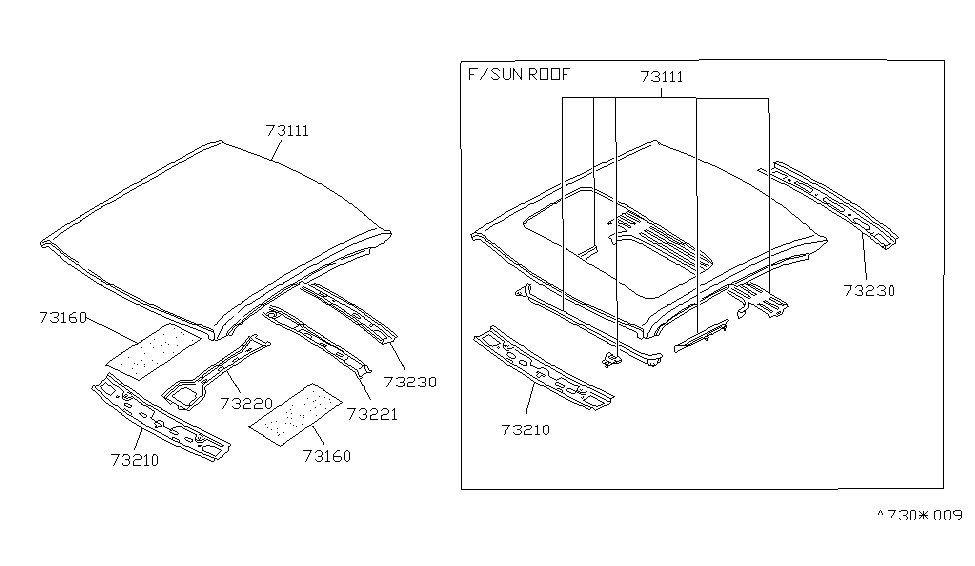 Infiniti 73160-F6100 INSULATOR-Roof