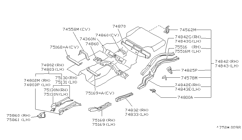 Infiniti 75100-F6630 Member-Side,Front RH