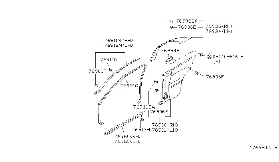 Infiniti 76901-F6602 Finisher-Rear Side,LH