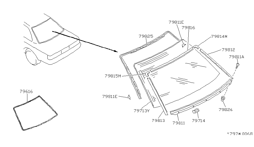 Infiniti 79754-F6100 MOULDING-Back Window Corner,Upper RH