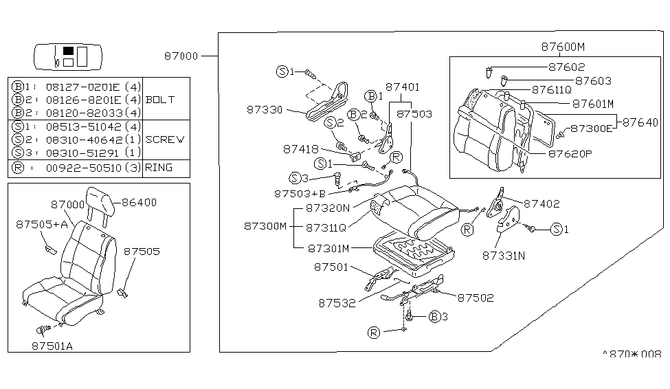 Infiniti 87600-F6602 Back Assembly-Seat,RH