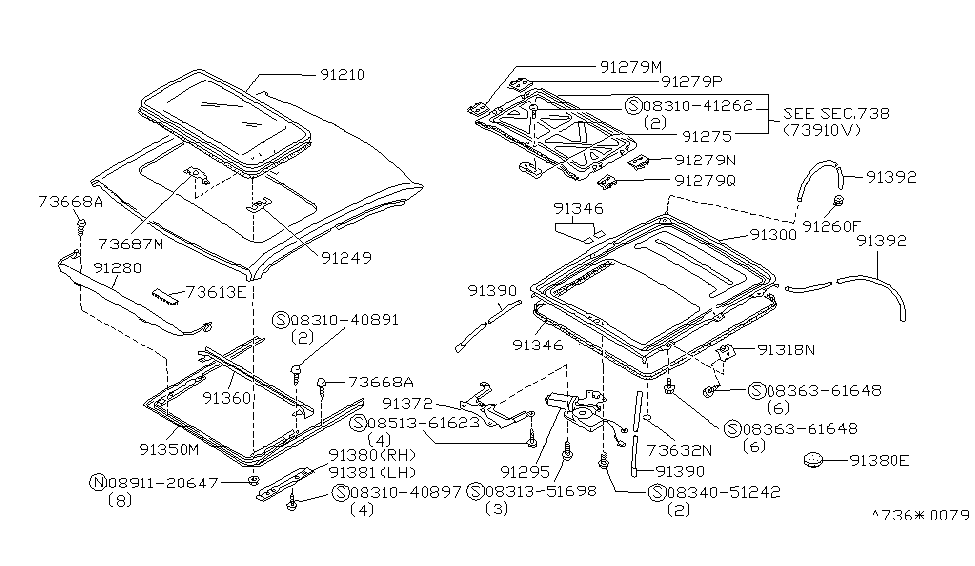 Infiniti 91346-D4020 WEATHERSTRIP SUNROOF Frame