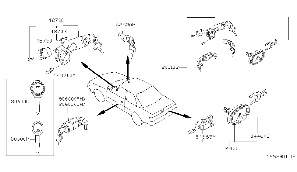 Infiniti K9810-F6672 Key Set-Cylinder Lock