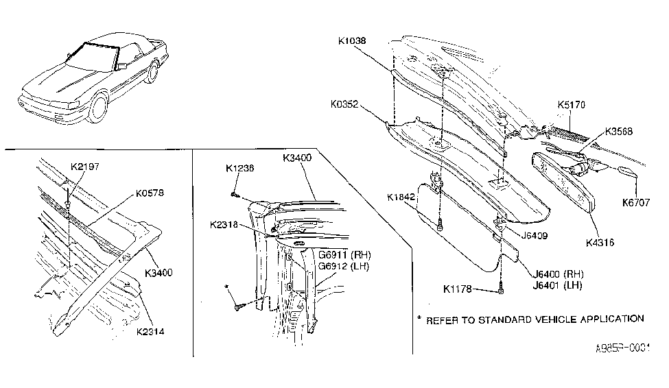 Infiniti G6912-F6604 GARNISH-Windshield Pillar L