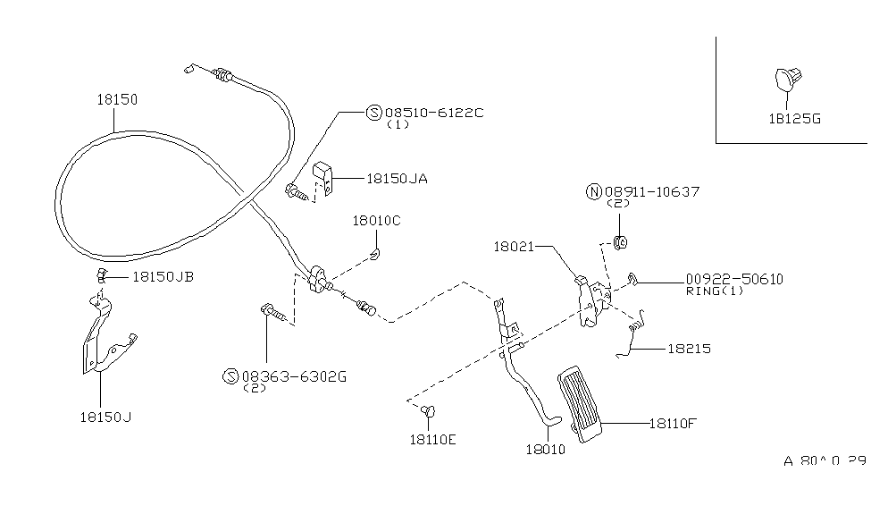 Infiniti 18225-F6610 Clip-Accelerator Wire