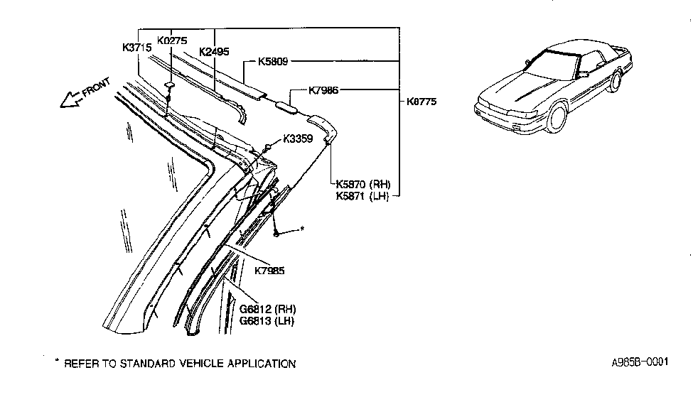 Infiniti K7985-9X001 Isolator-A Pillar Molding