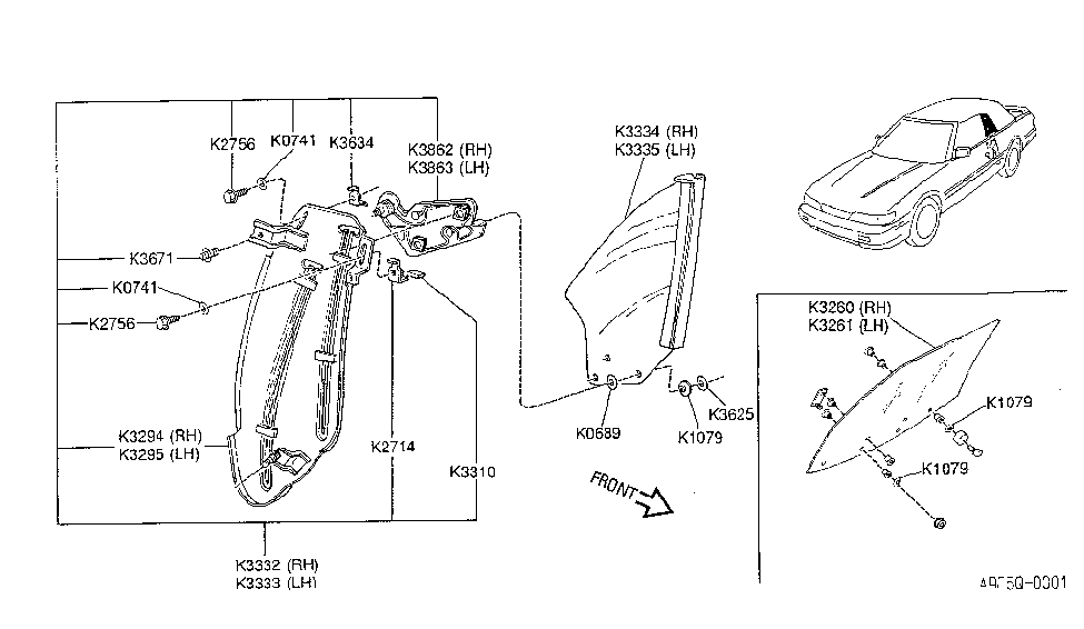 Infiniti K3294-9X111 Guide-Side Window RH