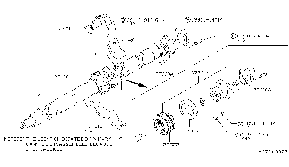 Infiniti 37512-F6400 Bracket-Center Bearing,Lower