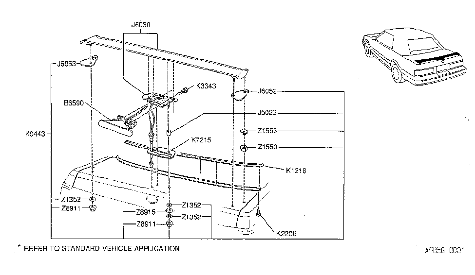 Infiniti K0443-9X001 Mounting Kit-Spoiler Deck Lid