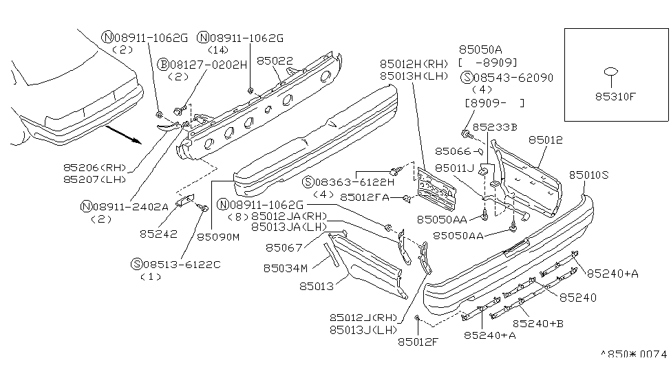 Infiniti 85046-F6600 Bracket-Rear Bumper,Center