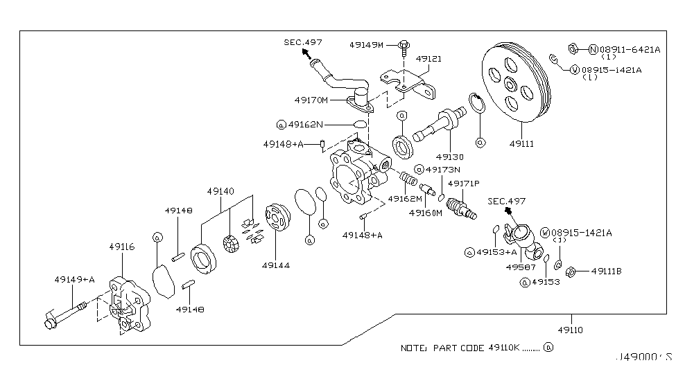 Infiniti 49148-40U00 Pin-Camring,Power Steering Pump