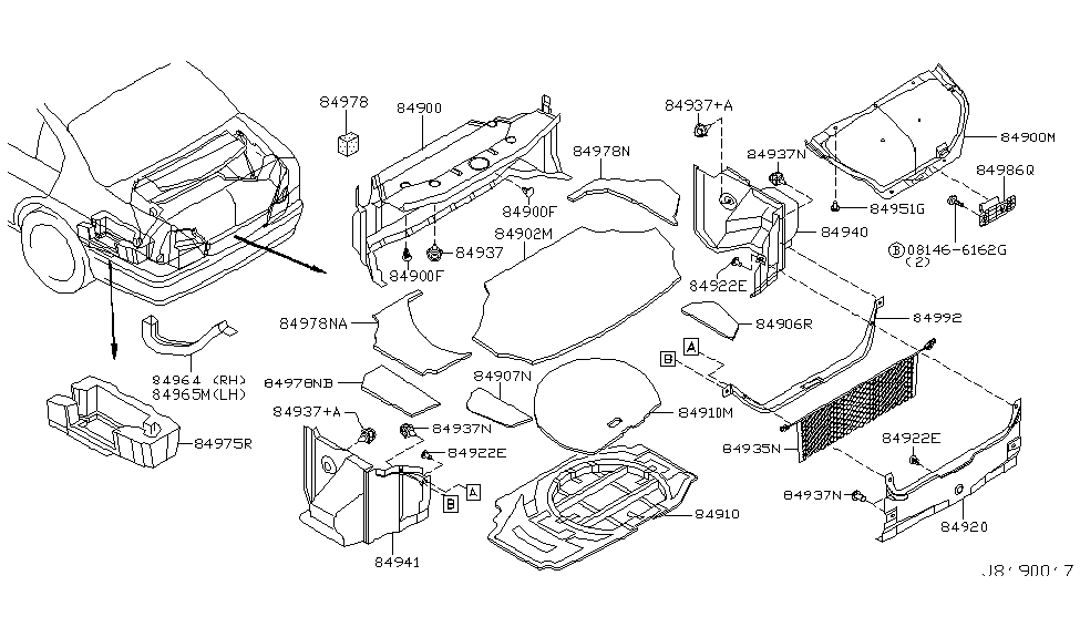 Infiniti 84902-AR000 Carpet-Trunk Floor