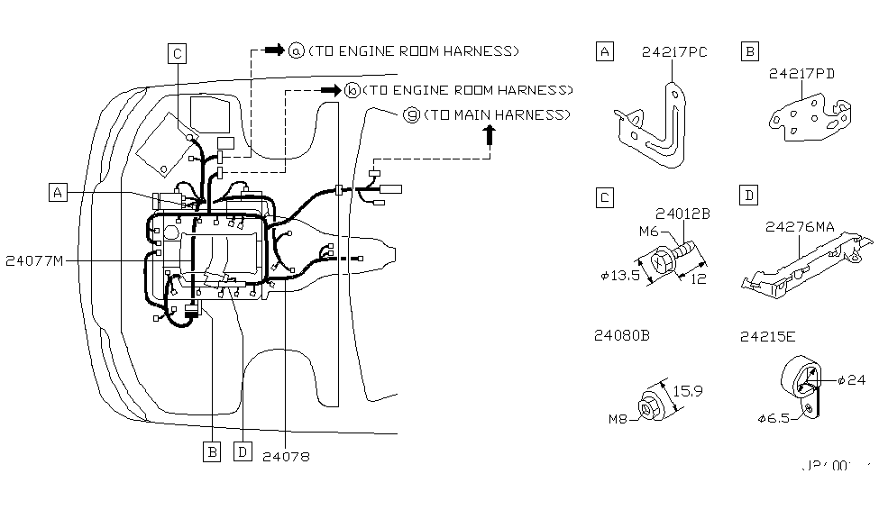 Infiniti 24239-AR011 Bracket-Harness Clip