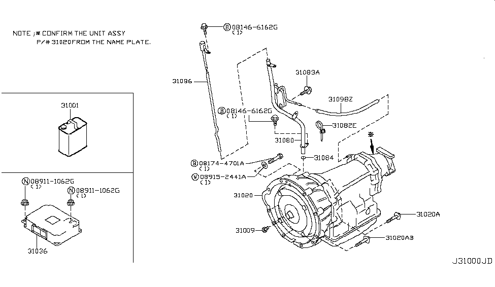 Infiniti 31036-AR101 Unit-Shift Control