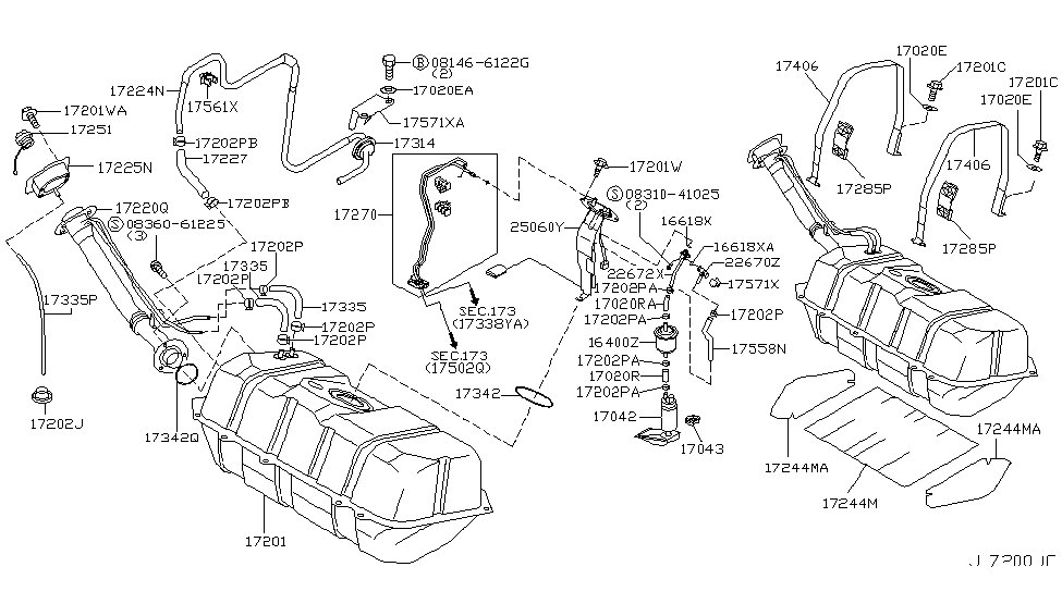 Infiniti 17270-AG000 Tube Assy-Fuel Tank Outlet