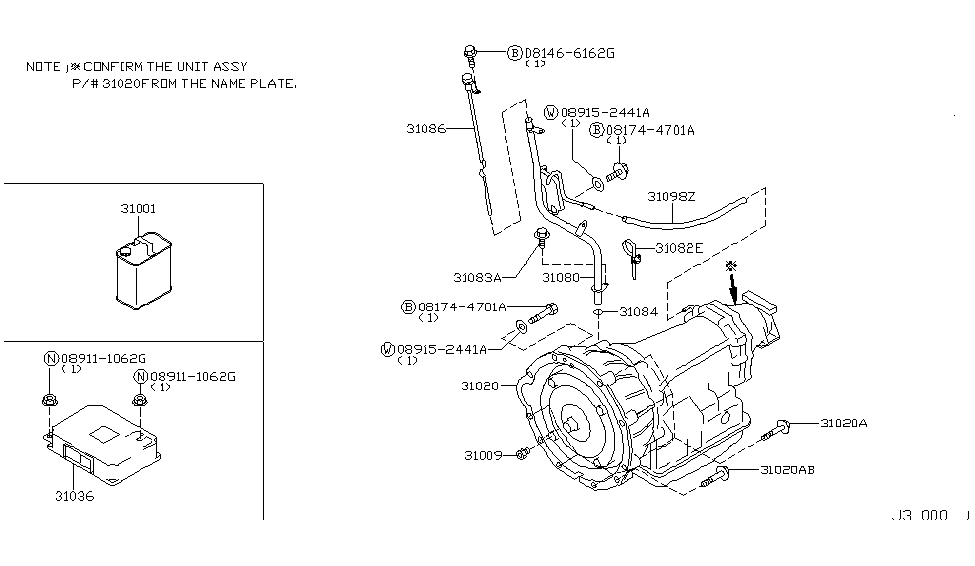 Infiniti 31036-AT002 Control Unit-Shift