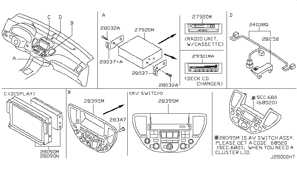 Infiniti 28395-AT71A Switch Assembly-Tv