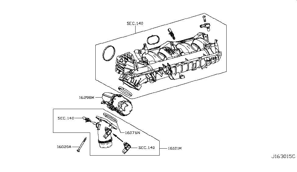 Infiniti 16121-HG00C Inlet Assy-Air,Throttle Chamber