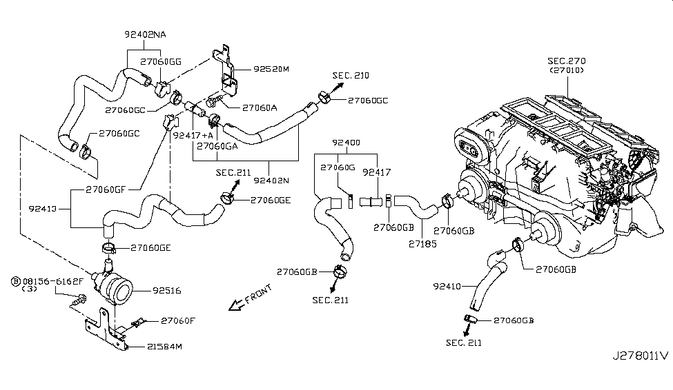 Infiniti 92402-4GA0A Hose-Heater,Inlet