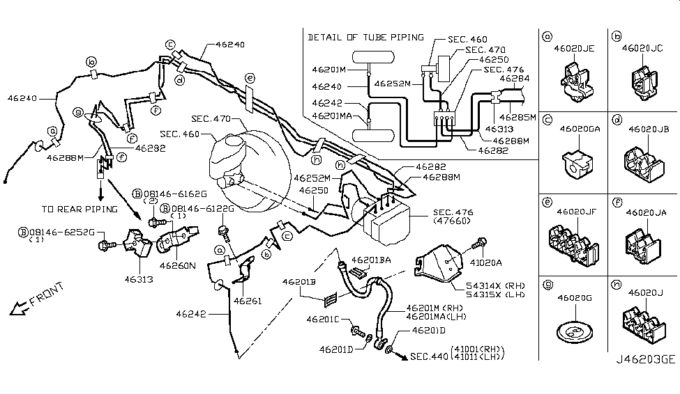 Infiniti 46282-4GB6A Tube Assy-Brake,Rear