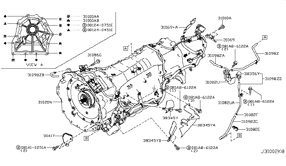 Infiniti 31377-90X0A Bolt-Transfer Fix T/F-T/M Fix