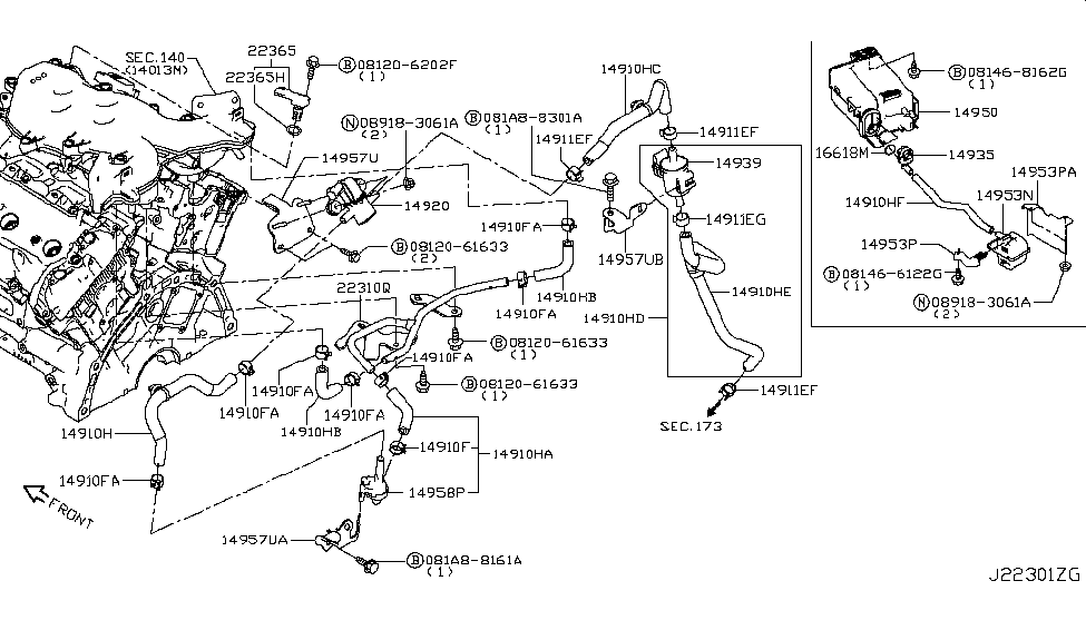 Infiniti 14912-5CA0E Hose-Emission Control