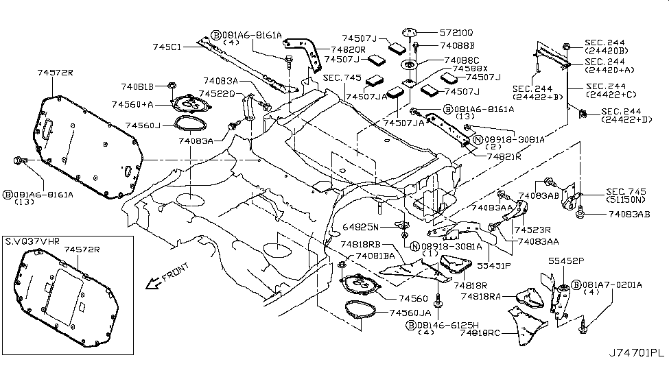 Infiniti 748B4-4GA0A GUSSET - Floor Rear RH