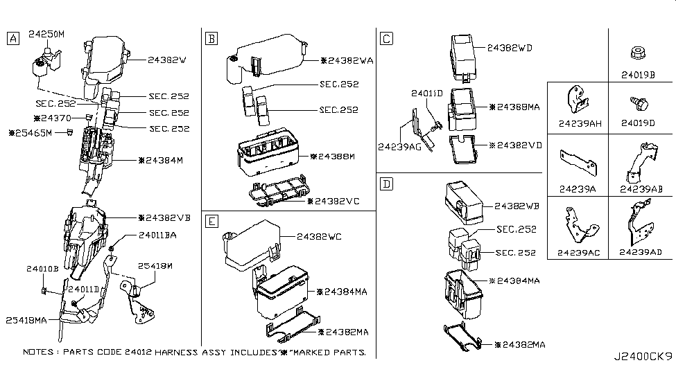 Infiniti 24388-4HK0A Bracket-Engine Room Harness