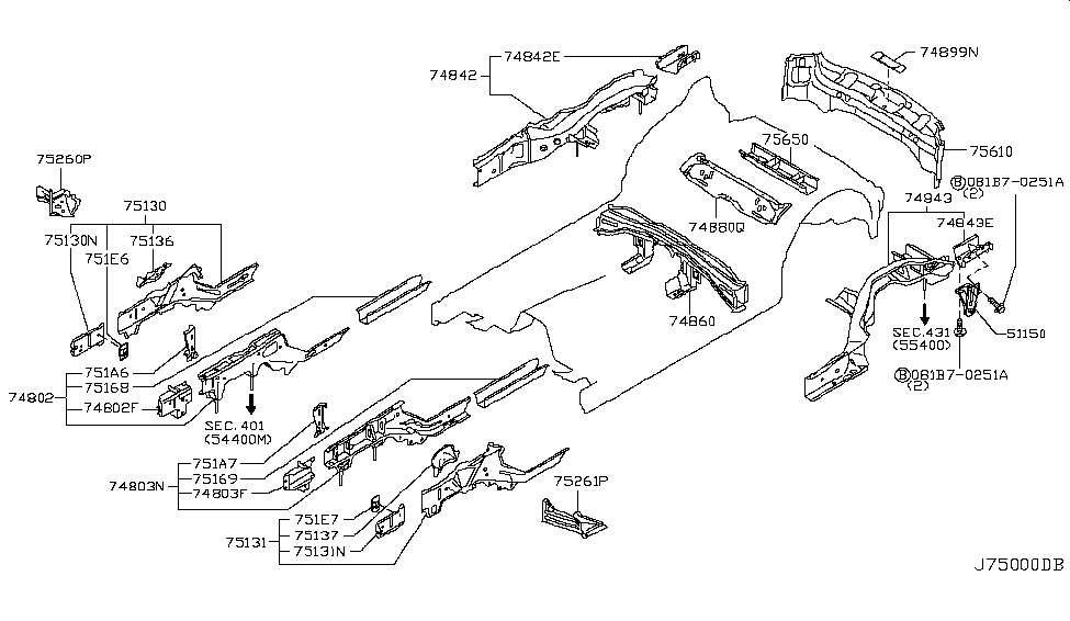 Infiniti 751E7-1CA0N Reinforce-Closing,Front Side Rear LH