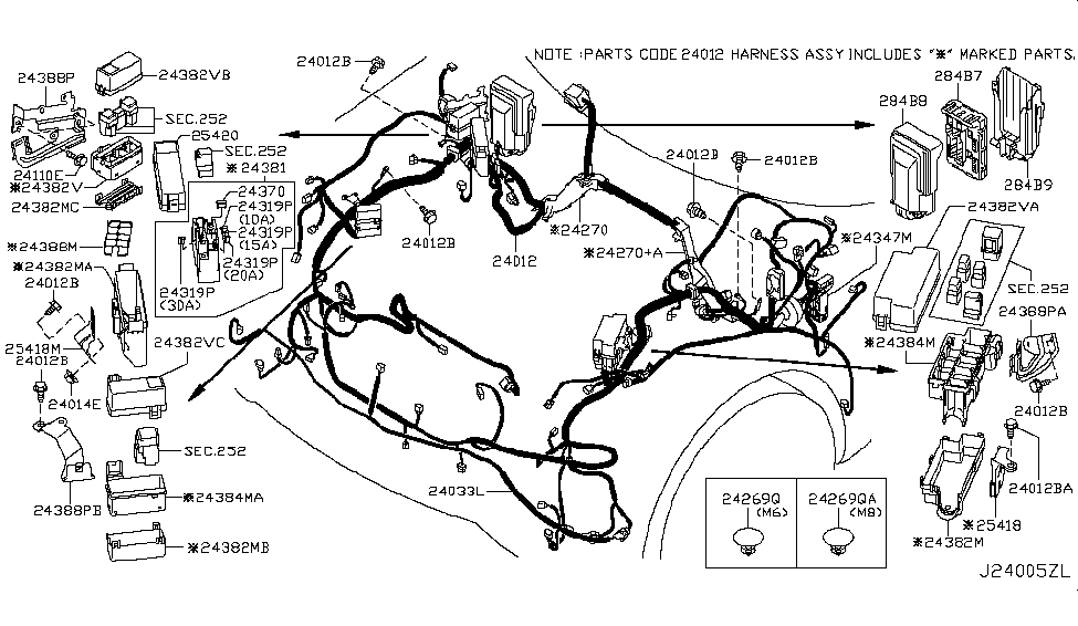 Infiniti 24272-1CA0A Protector-Harness