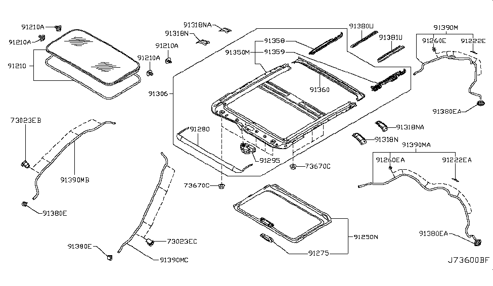 Infiniti 91306-1CA5A Rail Complete-SUNROOF