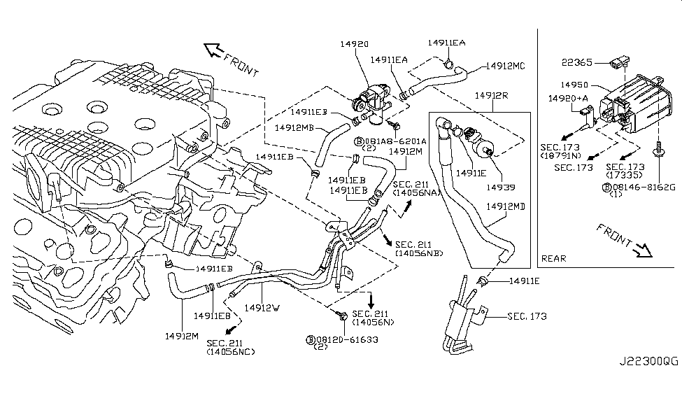 2007 Infiniti G35 Sedan Engine Control Vacuum Piping