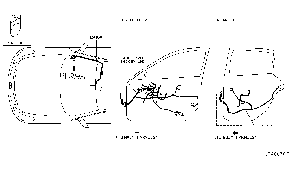 Infiniti 24126-1NM0A Harness Assembly - Door, Rear