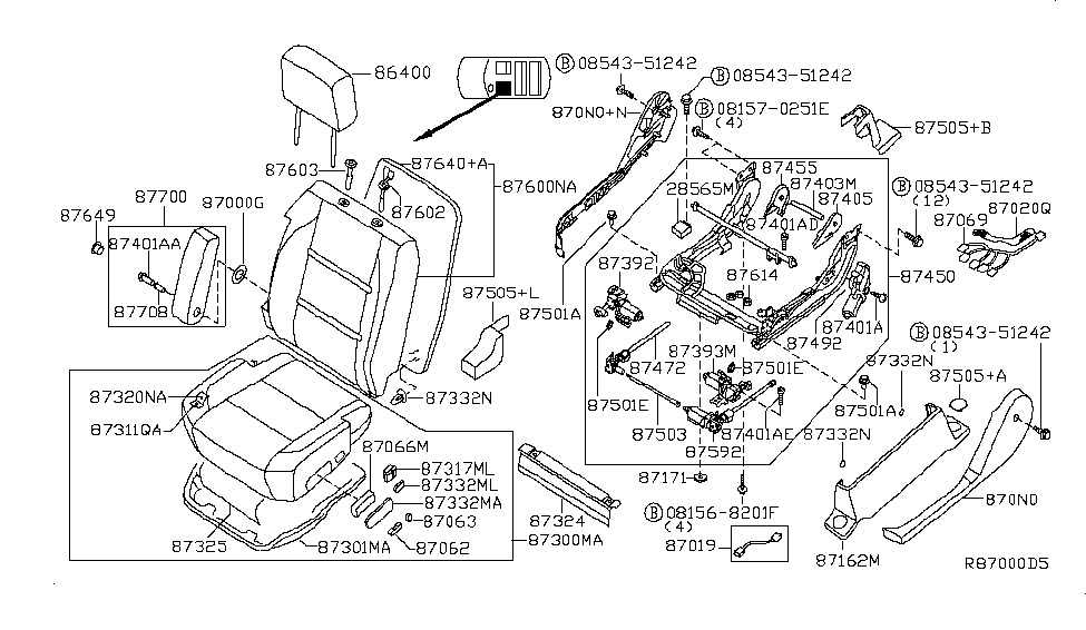 Infiniti 87690-ZQ10C Board Assembly Front Seat Back