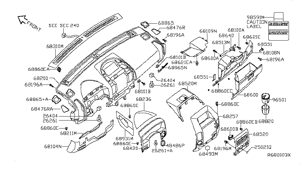 Infiniti 68104-ZQ11D Panel-Instrument Lower, Center