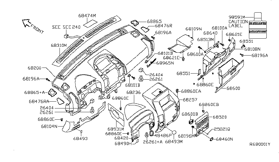 Infiniti 68460-7S600 FINISHER Assembly-Clock