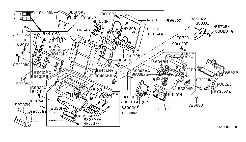 Infiniti 88600-ZQ13A Back Assy-Rear Seat