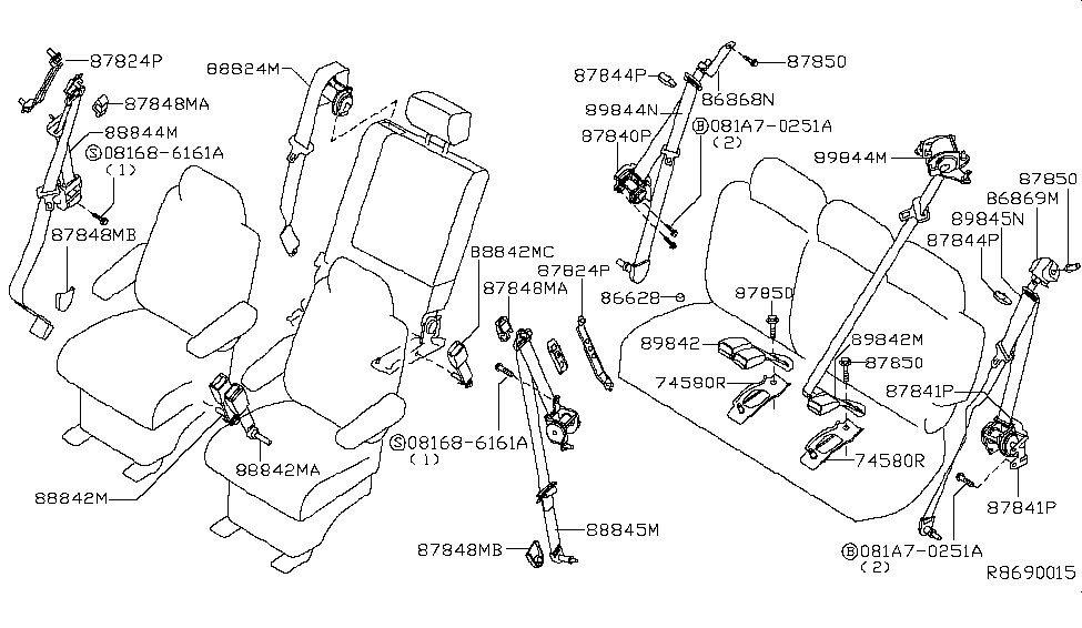 Infiniti 89844-ZV68C Service Kit - Tongue, 3RD Seat RH